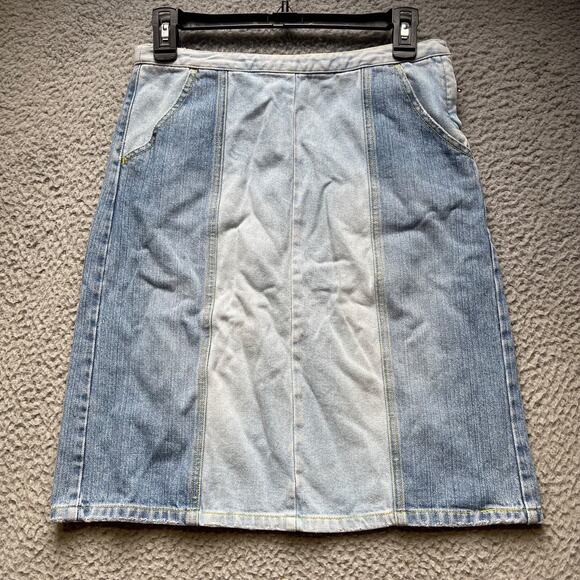 Armani Exchange Denim Skirt Womens Size 0 Blue Colorblock A Line - Picture 1 of 15